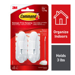 Command Medium Wire Hooks, 3 lb., White, 2/Pack (17068)