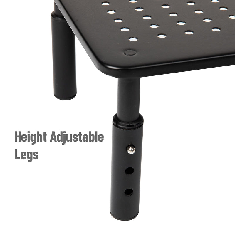 Mind Reader Ventilated Metal Adjustable Monitor Stand, Up to 44 lbs., Black, 2/Pack (4LEGM2PK-BLK)