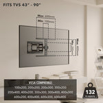 Mount-It! ADA Compliant Full Motion TV Wall Mount With Ultra-Slim Profile For 43" to 90" Screens,130 lbs. Max. (MI-309)