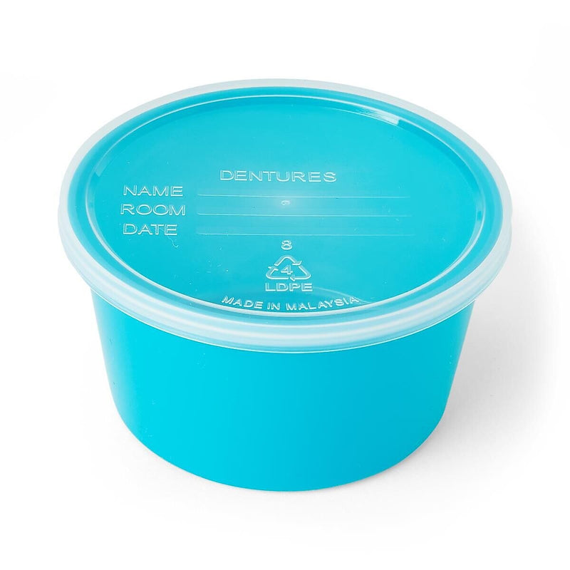 Medline Denture Containers, Aqua, 25/Pack (DYND70293Z)
