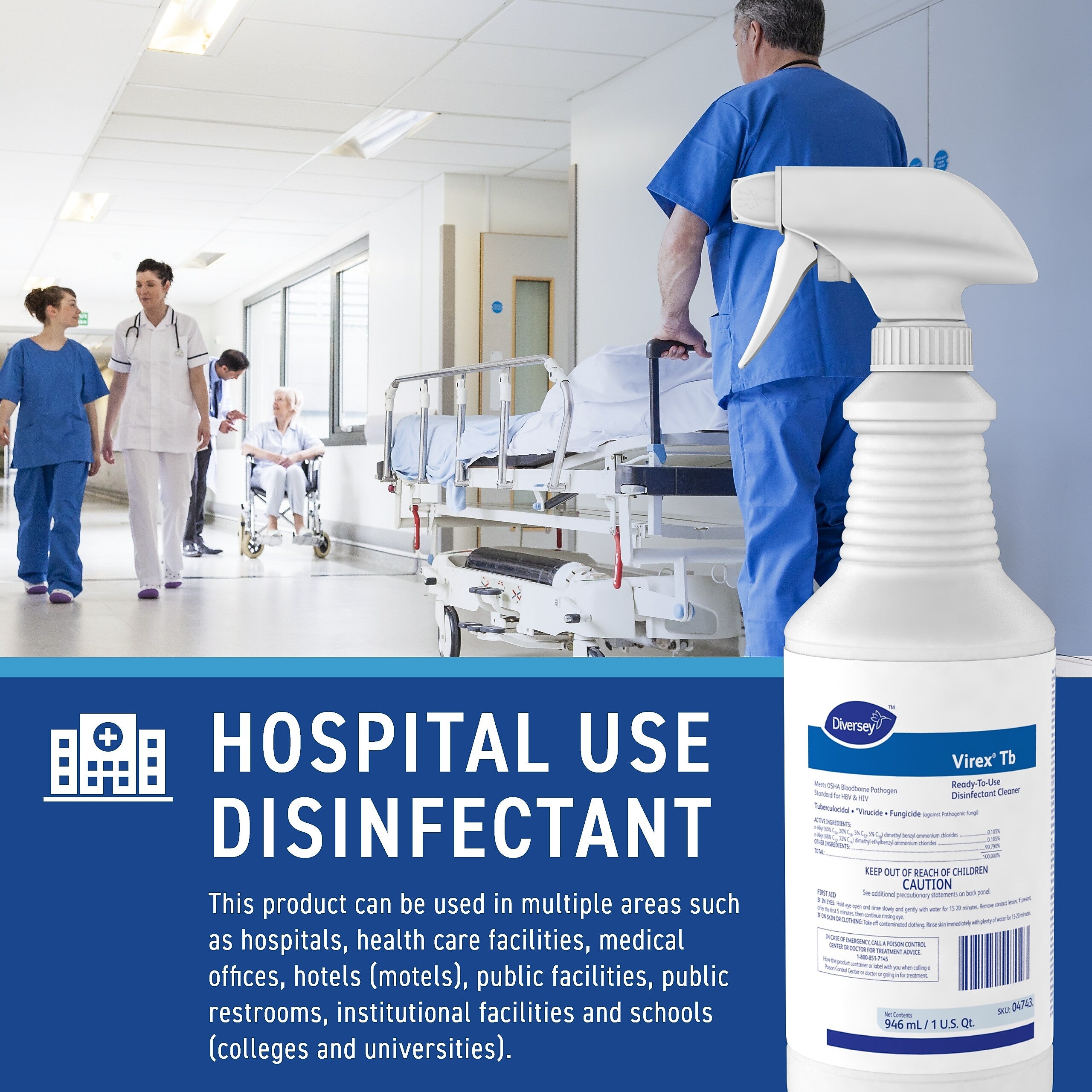 Virex Tb Disinfectant Spray, Lemon, 32 Oz. (04743)
