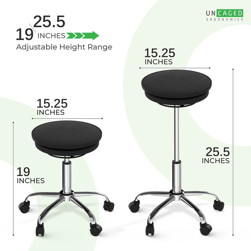 Uncaged Ergonomics Wobble Stool Air 25.5" Active Balance Stool Fabric Seat (WSA-b)