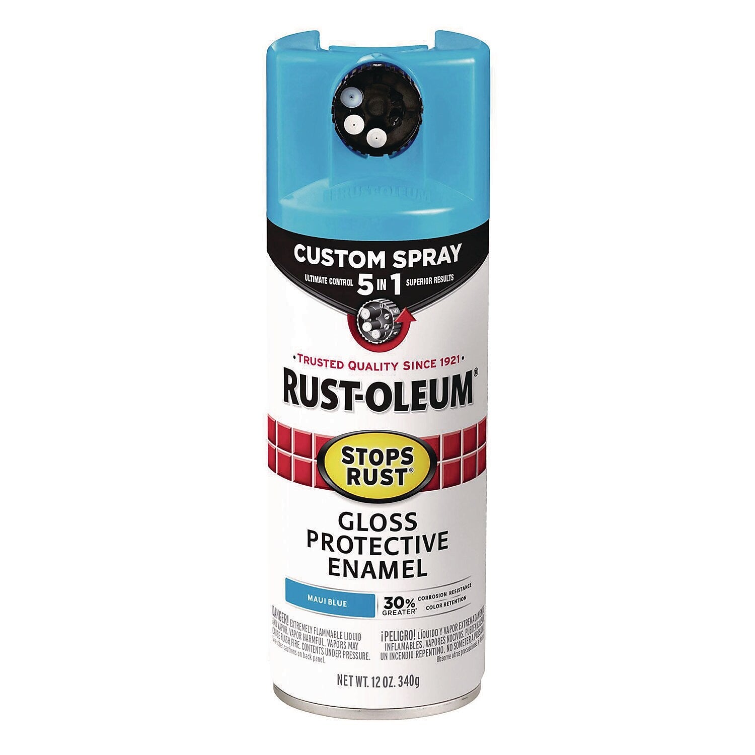 Rust-Oleum Stops Rust 5-in-1 Spray Paint, Gloss Maui Blue, 12 oz., 6/Carton (376907)
