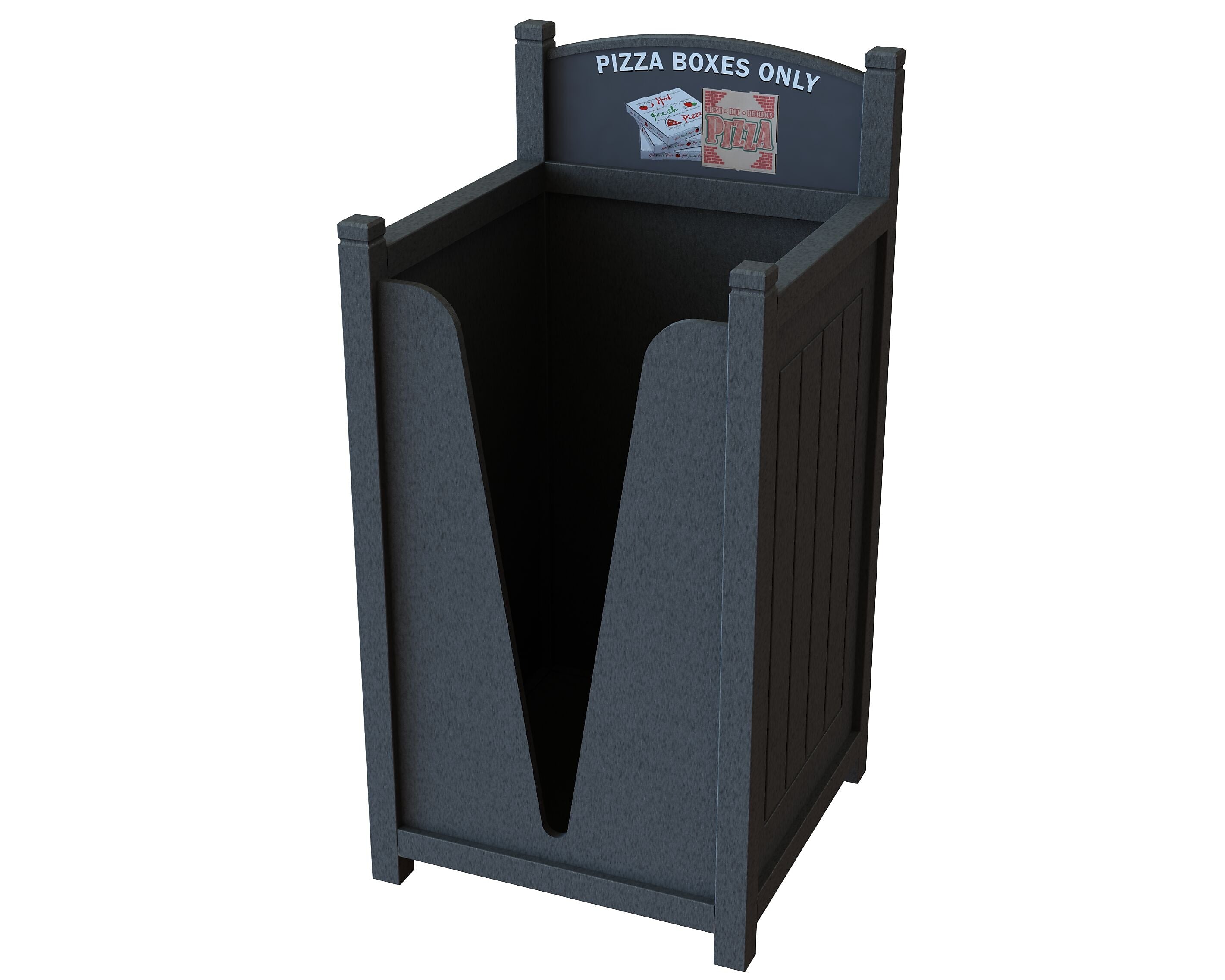 CleanRiver Excel Plastic Pizza Box Recycling Bin, 57 Gallon, Gray (PZA)