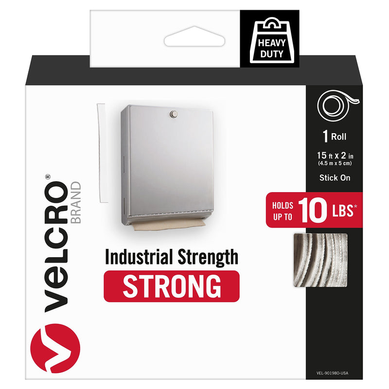 Velcro® Brand Industrial Strength 2" x 15' Hook & Loop Fastener Roll, White (90198)