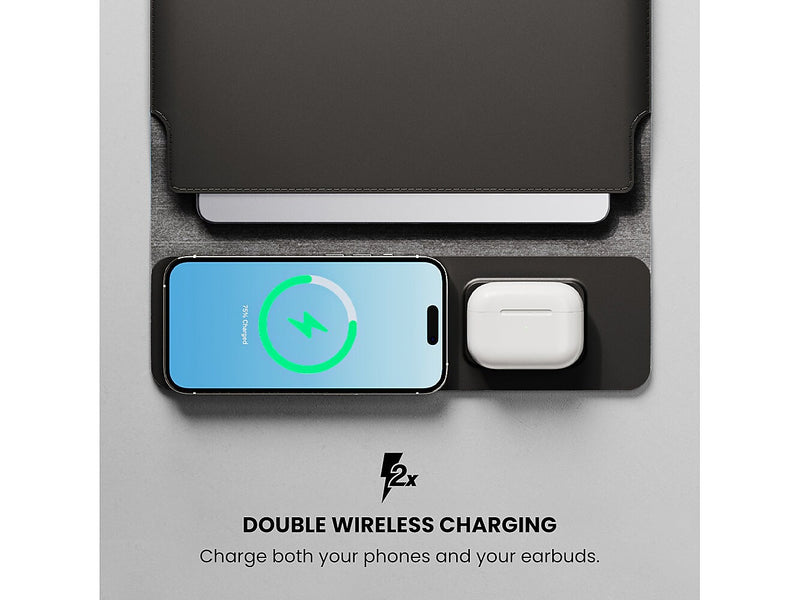 Journey NEXA 4-in-1 15"-16" Vegan Leather Laptop Sleeve with Wireless Charging, Black (JWCS16BK)
