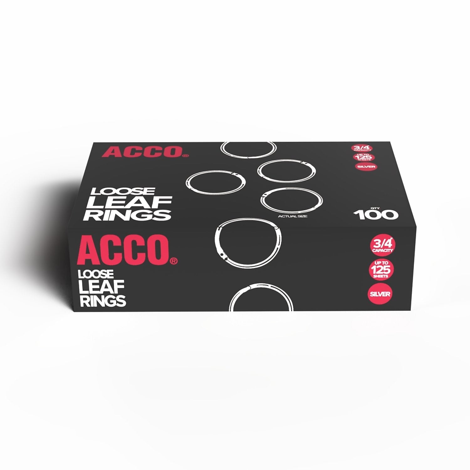 ACCO Book Ring, 3/4" Capacity, Silver, 100/Box (ACC72201)