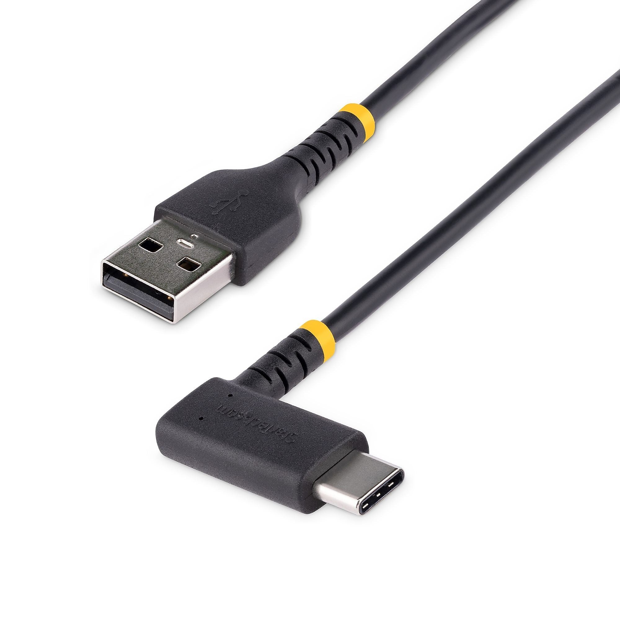 StarTech.com 6.6ft USB-A to USB-C Cable, Charge/Sync, Right-Angled USB C, Heavy-Duty, Black (R2ACR-2M-USB-CABLE)