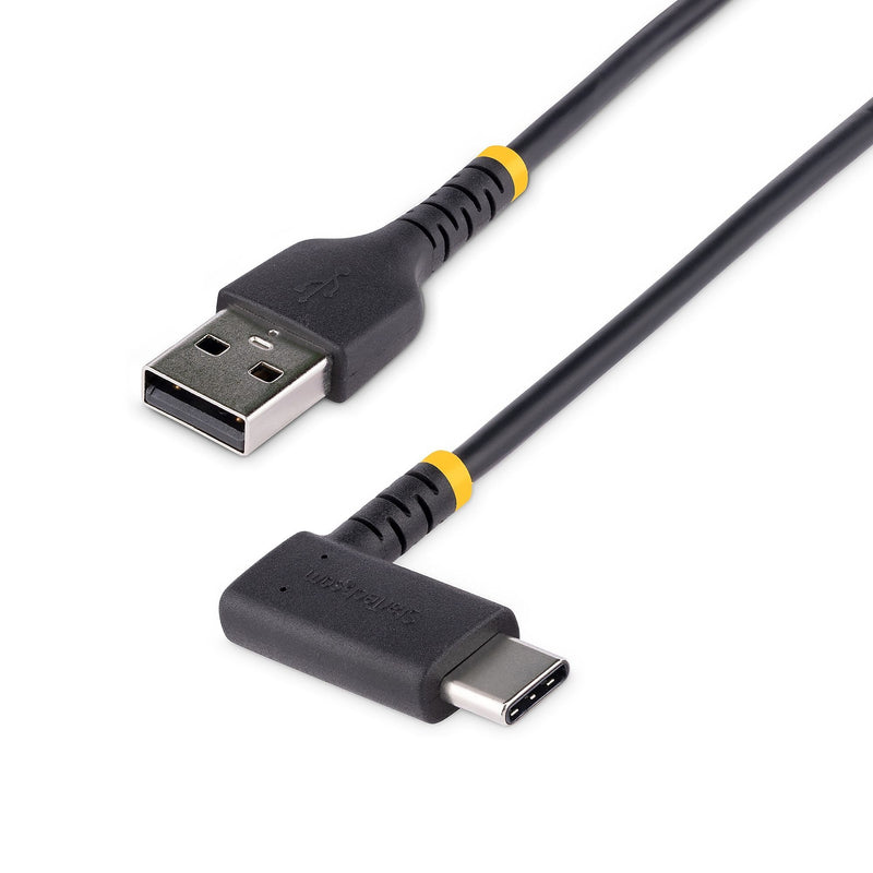 StarTech.com 6.6ft USB-A to USB-C Cable, Charge/Sync, Right-Angled USB C, Heavy-Duty, Black (R2ACR-2M-USB-CABLE)
