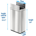 iTouchless Stainless Steel Wings Open Lid Sensor Trash Can with AbsorbX Odor Control, Silver, 18 gal. (WS18RSL)