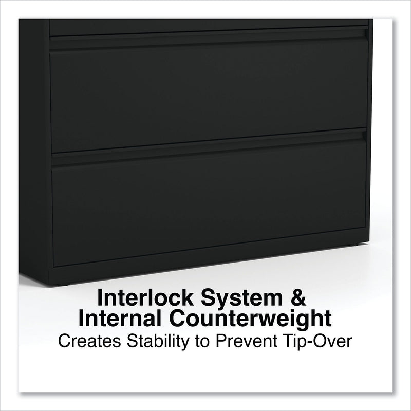 Alera 5-Drawer Lateral File Cabinet, Letter/Legal Size, Lockable, 67.63"H x 42"W x 18.63"D, Black (ALEHLF4267BL)