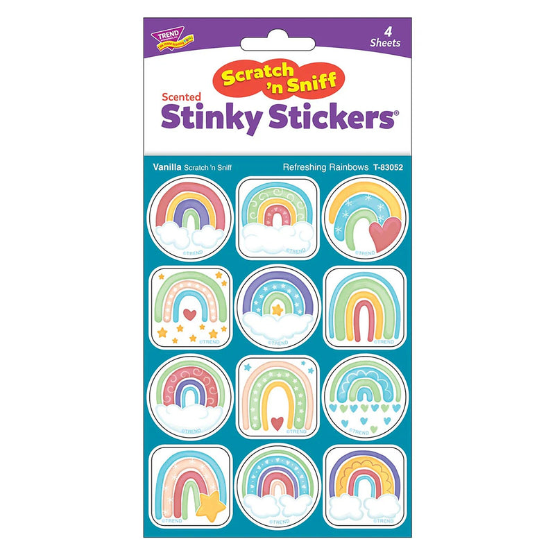 Trend Enterprises Refreshing Rainbows Vanilla Scent Scratch 'n Sniff Stinky Stickers, Multicolored, 48/Pack, 6/Packs/Bundle
