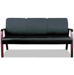 Alera Alera Reception Lounge WL 3-Seat Sofa, 65.75w x 26.13d x 33h, Black/Mahogany (ALERL2319M)