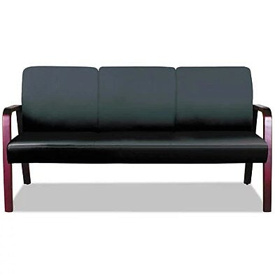 Alera Alera Reception Lounge WL 3-Seat Sofa, 65.75w x 26.13d x 33h, Black/Mahogany (ALERL2319M)