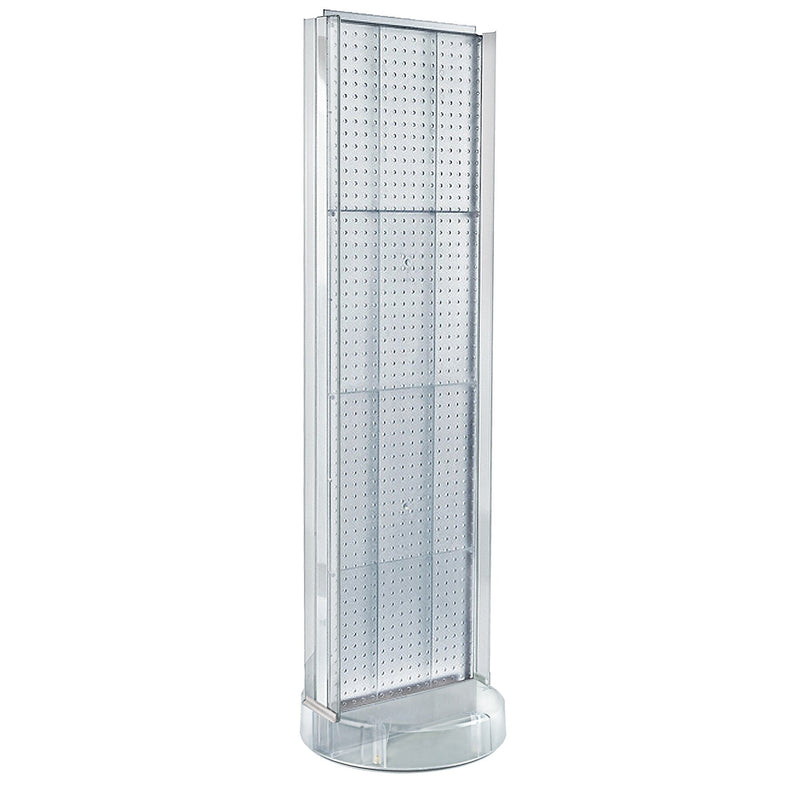 Azar Displays 60” x 16” Two-Sided Pegboard Floor Display w/ C-Channel Sides on Revolving Round Studio Base, Clear (700788-CLR)