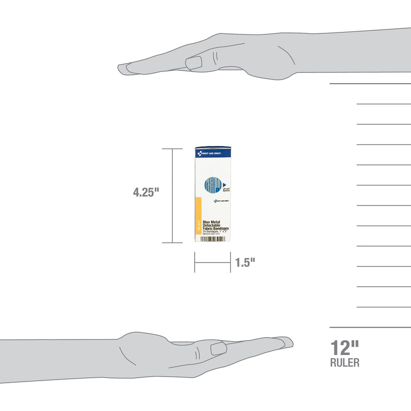 SmartCompliance 1" x 3" Metal Detectable Fabric Bandages, 25/Box, 24 Boxes/Carton (FAE-3010-CT)
