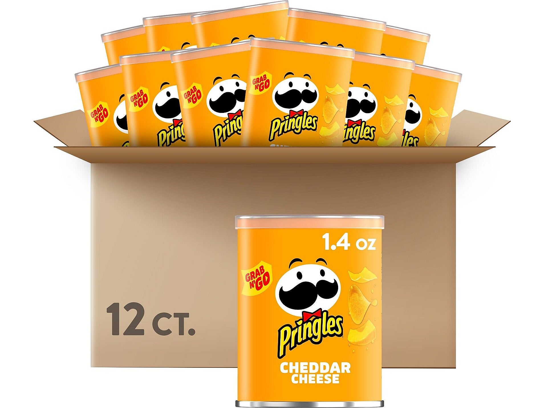 Pringles Grab & Go Cheddar Cheese Crisps, 1.4 oz., 12 Cans/Carton (3800084556)