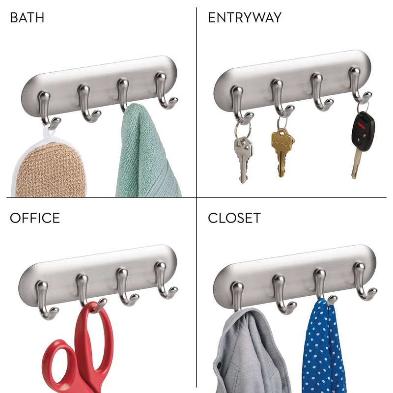 iDESIGN Wall Rack, Brushed Nickel, ABS, 4/Pack (28133M4)
