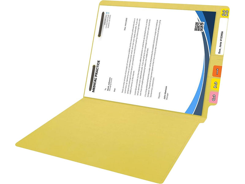 Medical Arts Press Reinforced End Tab File Folder, Straight Cut, Letter-Size, Yellow, 50/Box (S-01501-YLW)