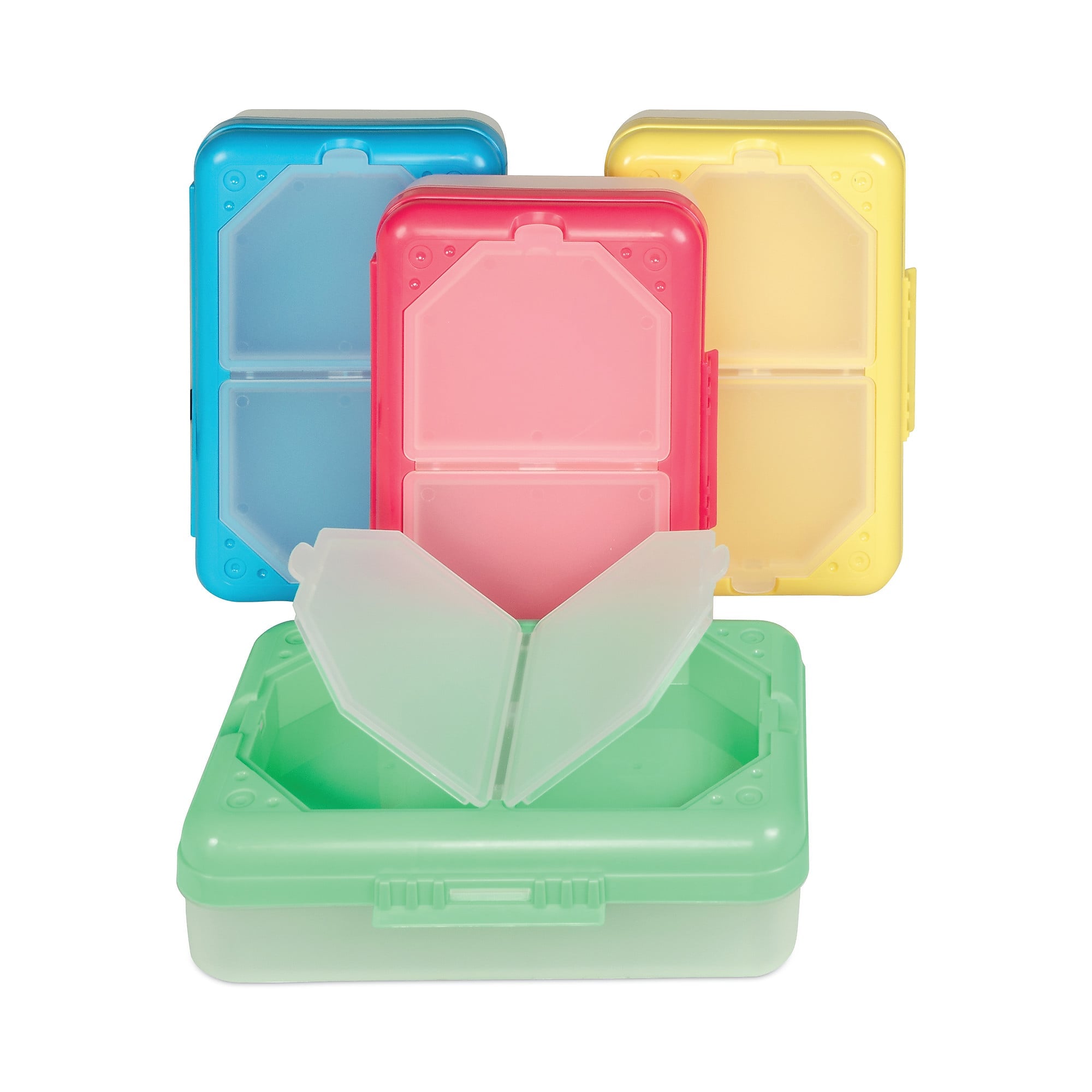 C-Line Storage Box, 5.43 x 8.25 x 2.43, Seafoam Green, Seaside Blue, Sunset Red, Sunny Yellow, 12/Carton (CLI48500DS)