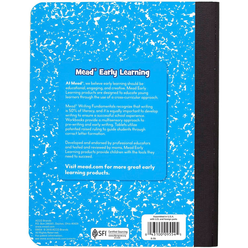 Mead Grades K-2 Primary Ruled Journal 1-Subject Composition Notebook, 7.5" x 9.75", Wide Ruled, 100 Sheets, Blue (1040315)