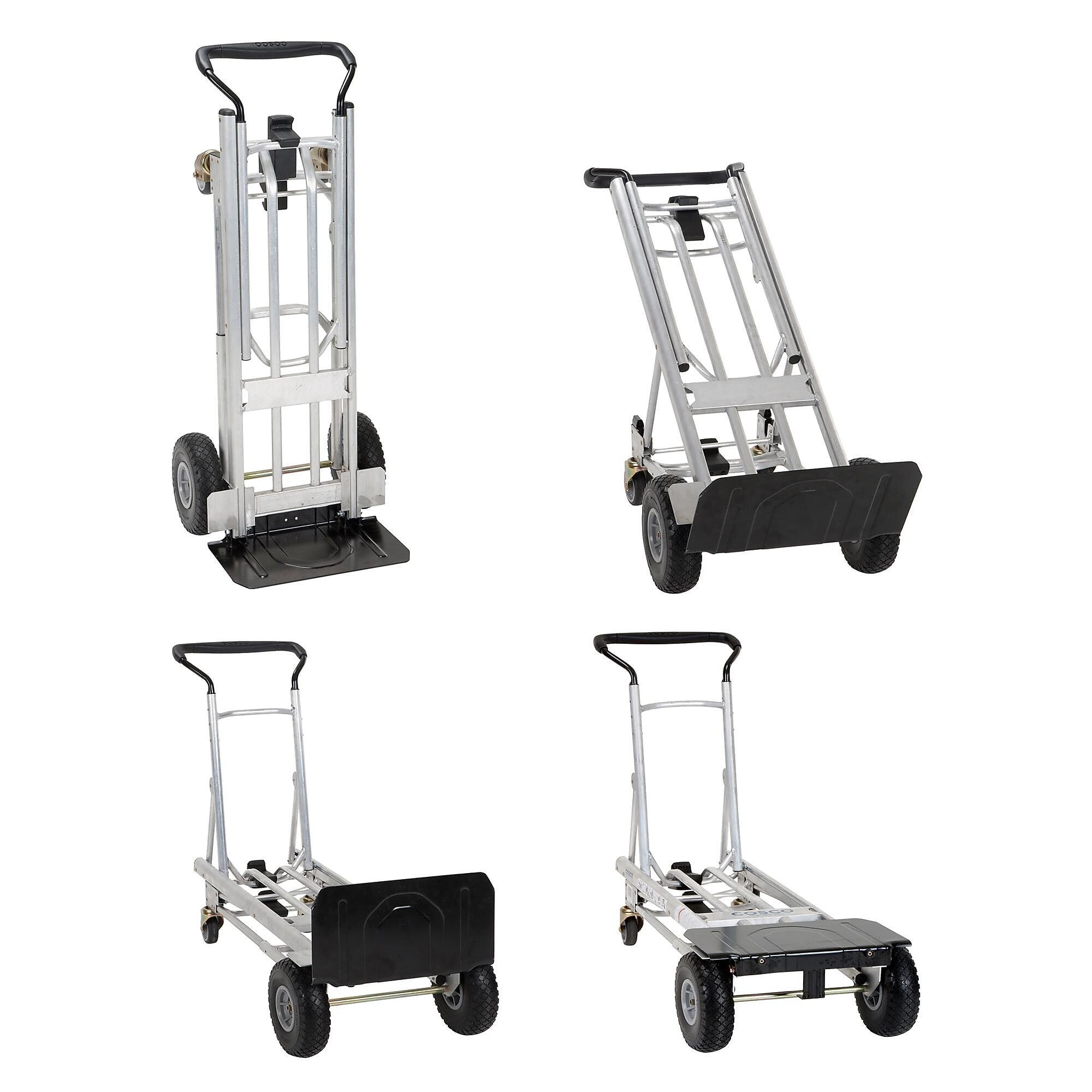 Cosco 4-in-1 Folding Series Convertible Hand Truck, 1000 lb. Capacity, Silver/Black (12323ASB1E)