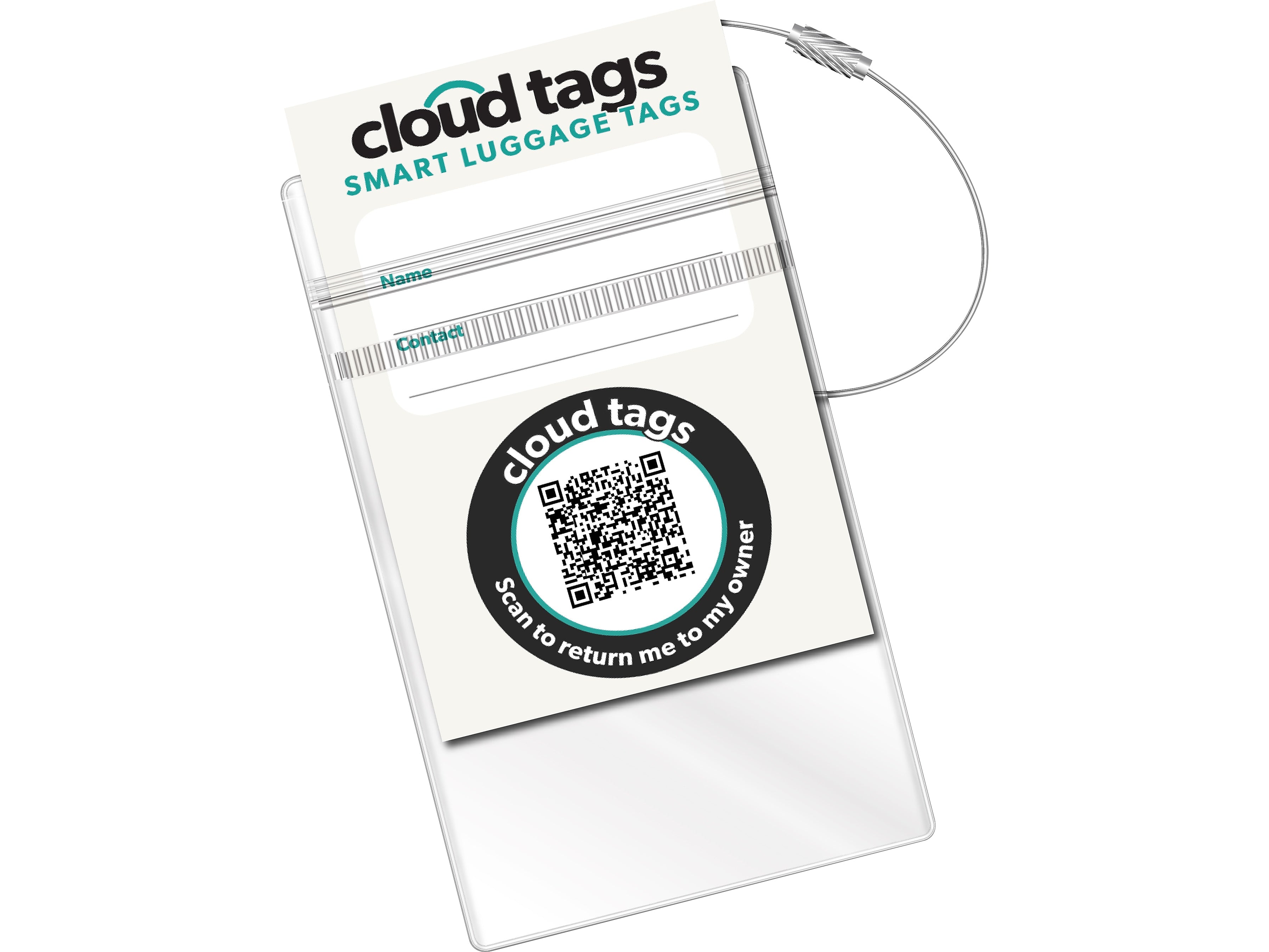 Davis Group Cloud Tags Luggage Tag, White/Green, 4/Pack (10114)