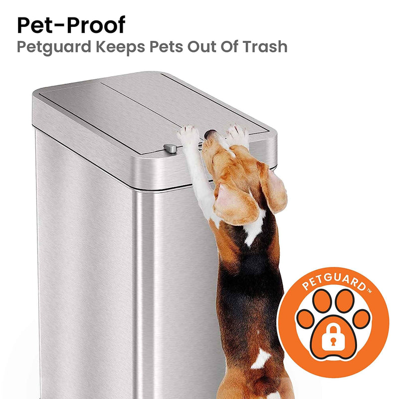 iTouchless Stainless Steel Wings Open Lid Sensor Trash Can with AbsorbX Odor Control, Silver, 18 gal. (WS18RSL)