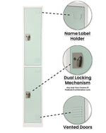 AdirOffice 72" 2-Tier Misty Green Storage Locker, 4/Pack (ADI629-202-MGRN-PKG-4)