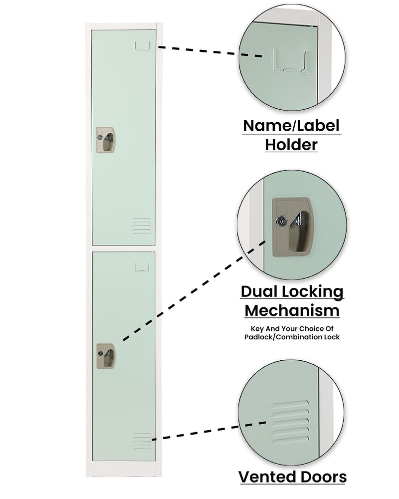 AdirOffice 72" 2-Tier Misty Green Storage Locker, 4/Pack (ADI629-202-MGRN-PKG-4)