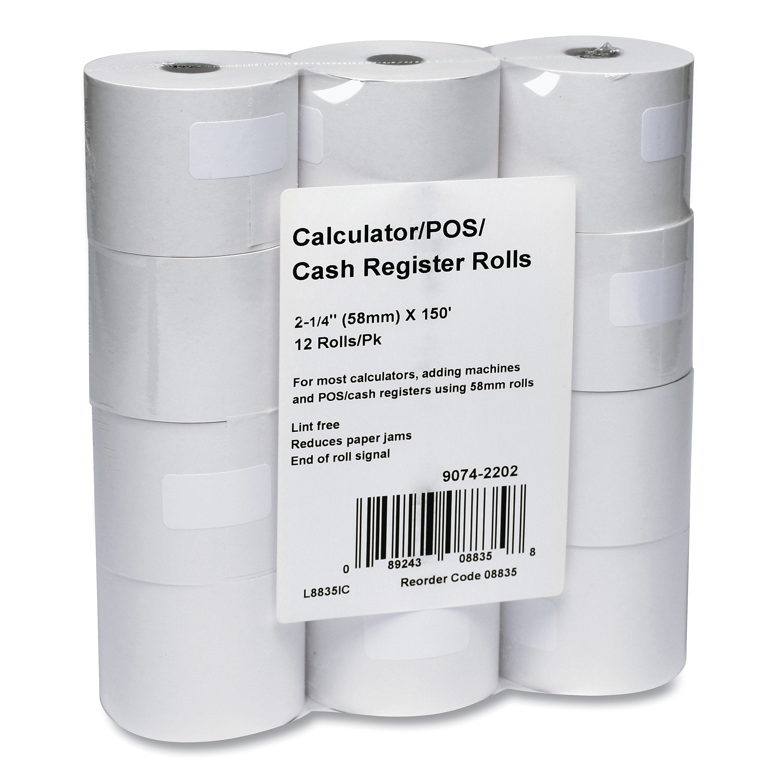 Impact Bond Paper Rolls, 2.25" x 150 ft, White, 12/Pack (ICX90742202)
