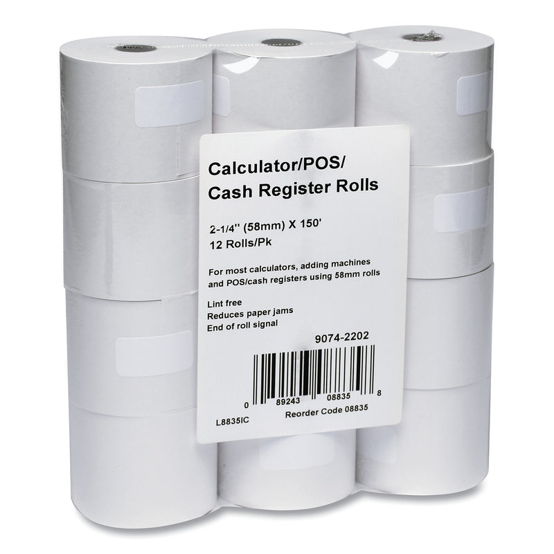 Impact Bond Paper Rolls, 2.25" x 150 ft, White, 12/Pack (ICX90742202)