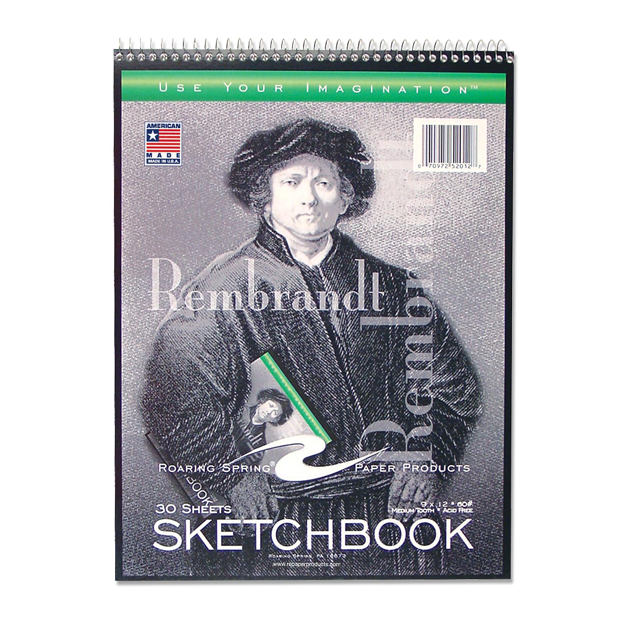 Roaring Spring Paper Products 9" x 12" Top Opening Sketch Book, 30 Sheets, White, 12/Case (52112cs)
