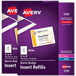 Avery Customizable Name Badge Insert Refills, 3" x 4", White, 600/Pack(35392)