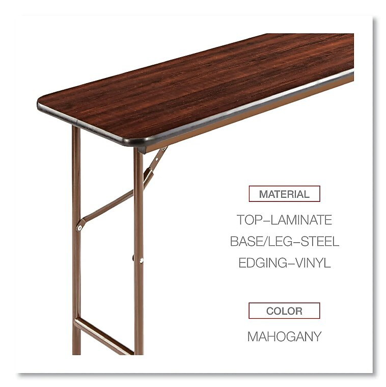 Alera Wood Folding Table, Rectangular, 59.88w x 17.75d x 29.13h, Mahogany (ALEFT726018MY)