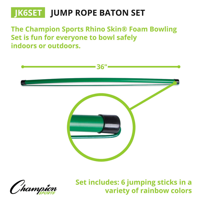 Champion Sports Jump Rope Stick Set, Multicolor, 6/Set (CHMP532)