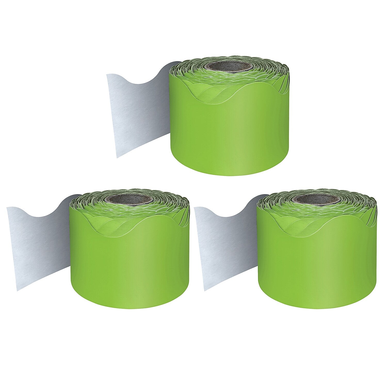 Carson Dellosa Education Rolled Scalloped Border, 2-1/4" x 65', Lime, 3/Bundle (CD-108468-3)