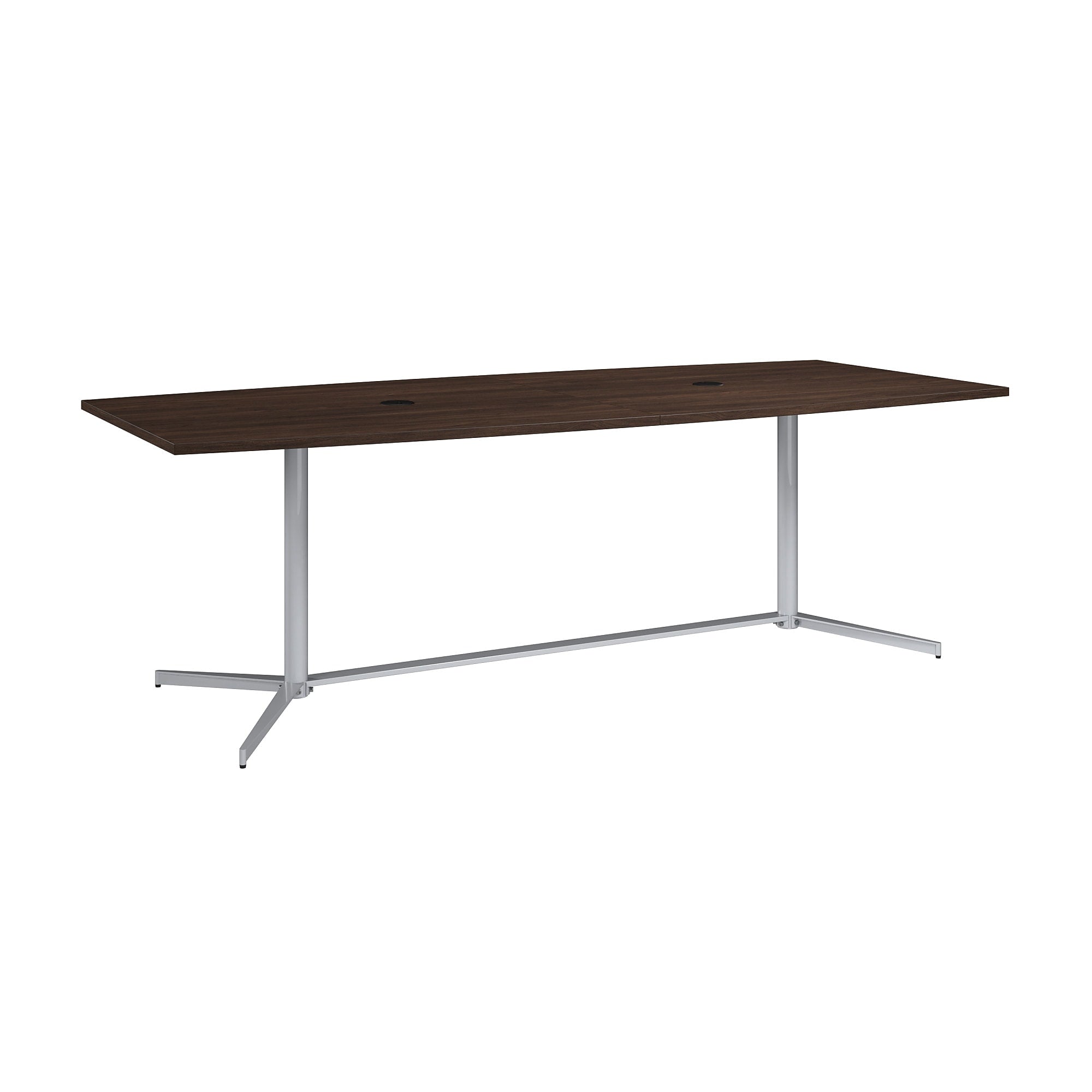 Bush Business Furniture 96W x 42D Boat Shaped Conference Table with Metal Base, Black Walnut (99TBM96BWSVK)