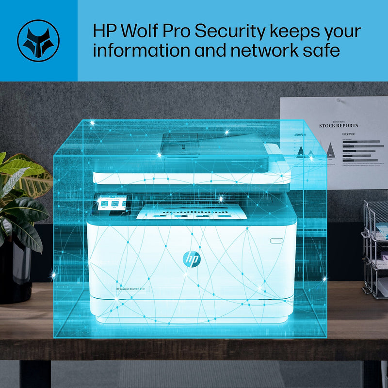 HP LaserJet Pro MFP 3101fdw Wireless Black & White All-in-One Laser Printer, Print, Scan, Copy, Fax, Best for Office (3G628F)