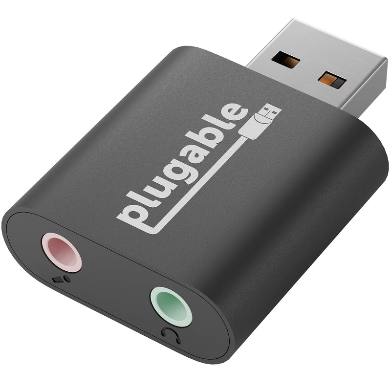 Plugable USB to Audio In/Out Male/Female Data Transfer Adapter, Black (USB-AUDIO)