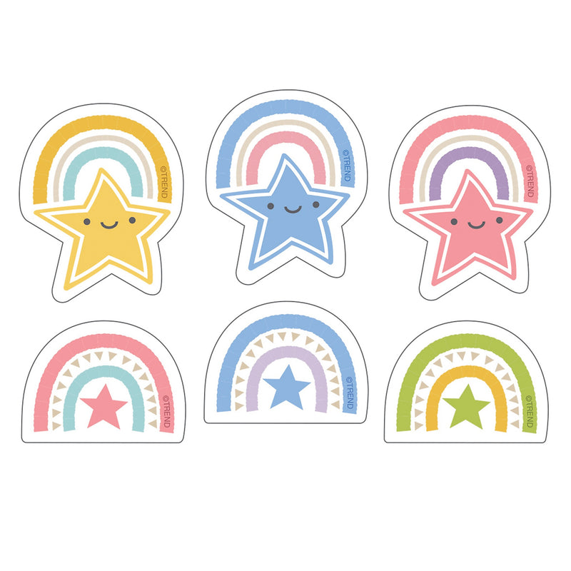 Trend Enterprises Rainbows & Stars Large superShapes Stickers, Assorted Colors, 120/Pack, 6 Packs/Bundle (T-46362-6)