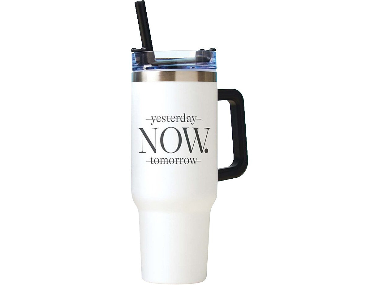 Baudville Thirst Quencher NOW Tumbler, White, 40 Oz. (93444)