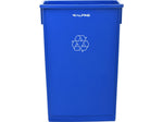 Alpine Industries Polypropylene Recycling Bin and Dolly, 23 Gallon, Blue (ALP477-R-BLU-PKD)
