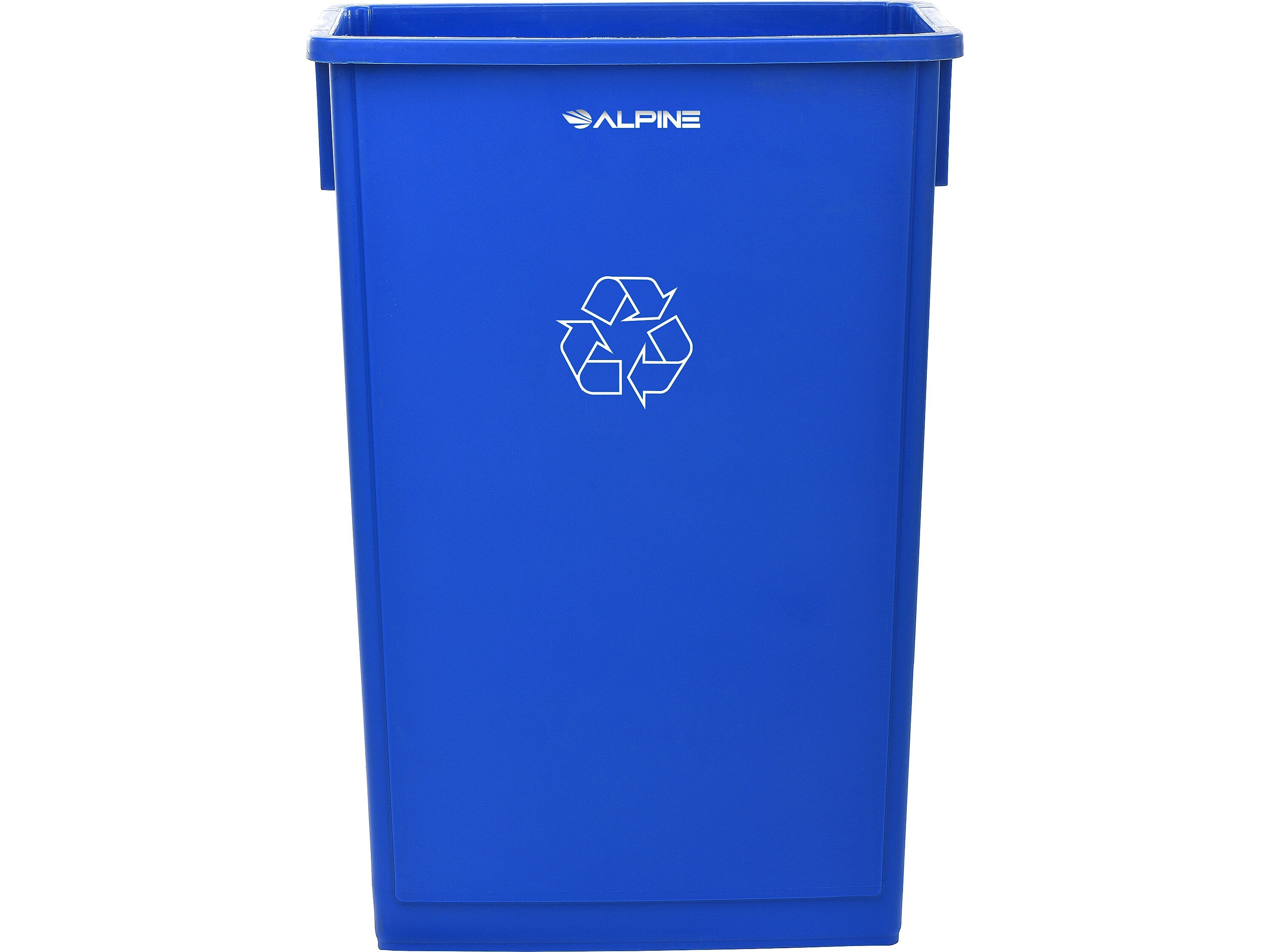 Alpine Industries Polypropylene Recycling Bin and Dolly, 23 Gallon, Blue (ALP477-R-BLU-PKD)