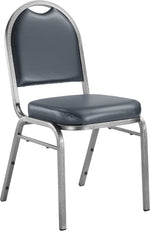 NPS 9200 Series Dome Back Vinyl Padded Stack Chair, Midnight Blue/Silvervein, 2/Pack (9204SV2)