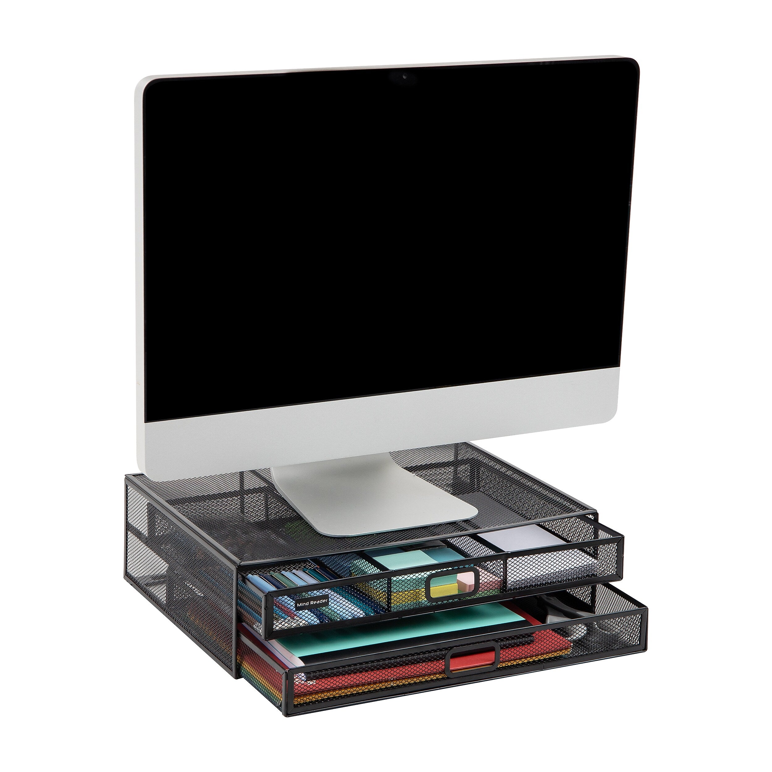 Mind Reader Two-Tier Monitor Stand Laptop Riser, Up to 30 lbs., Black (2TDMESHY-BLK)