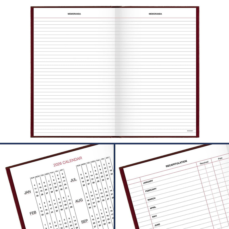 AT-A-GLANCE 2026 Hardcover Diary, 7.75" x 12", Ruled, Red (SD376-13-26)