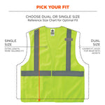 Ergodyne GloWear 8215BA High Visibility Sleeveless Safety Vest, ANSI Class R2, Lime, S/M (21073)