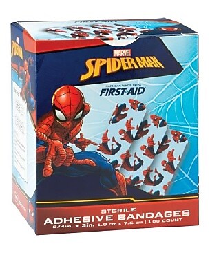 SmileMakers Stat Strip Ultimate Spider-Man 3/4" x 3" Adhesive Bandages, 100 Bandages/Box, 12 Boxes/Case (BAN146C)