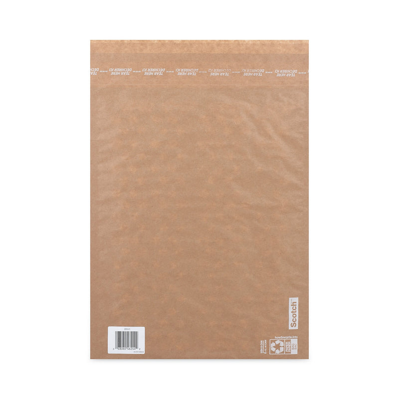 Scotch Curbside Recyclable Padded Mailer, #5, Bubble Cushion, Self-Adhesive Closure, 12 x 17.25, Natural Kraft, 100/Carton